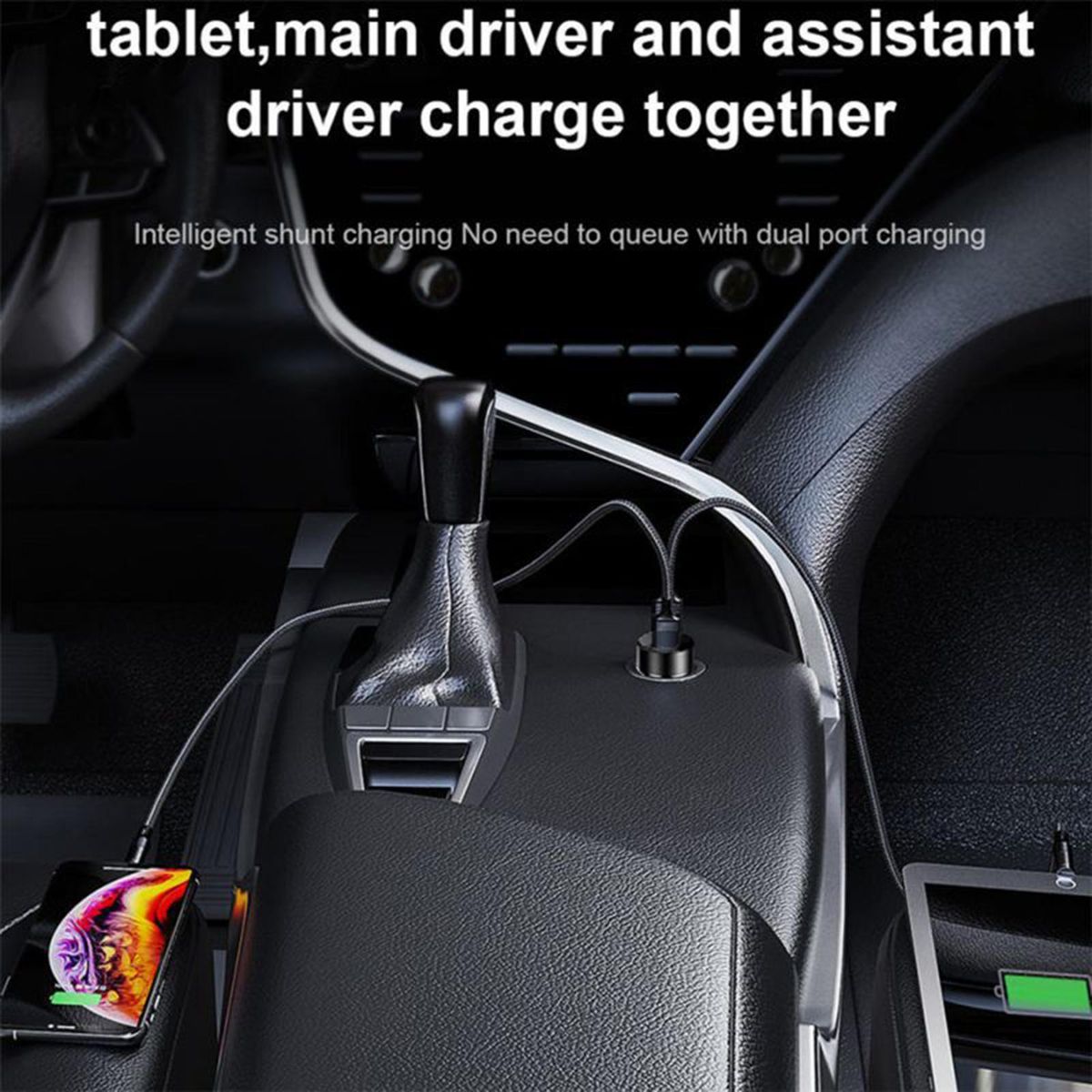 USB Car Charger 3.1A Car Charger Metal Ring Car Charger Black
