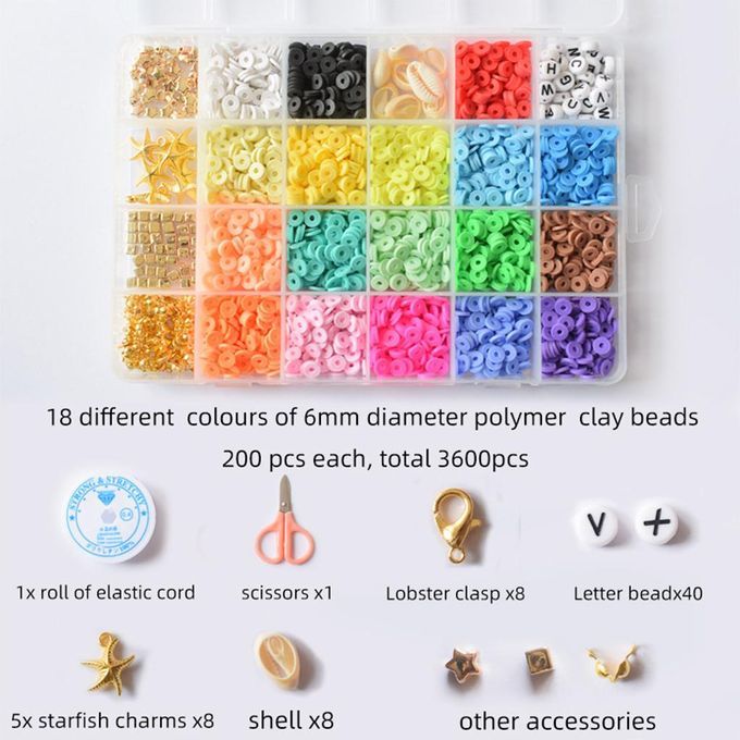 2 Piece Clay Spacer Beads Kit Craft Beads For DIY Bracelets