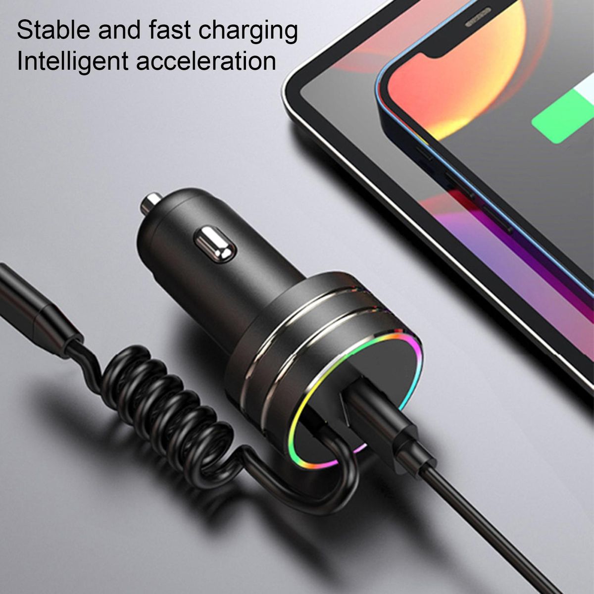 Car Phone Charger Universal USB Type-C Car Phone Charger Black