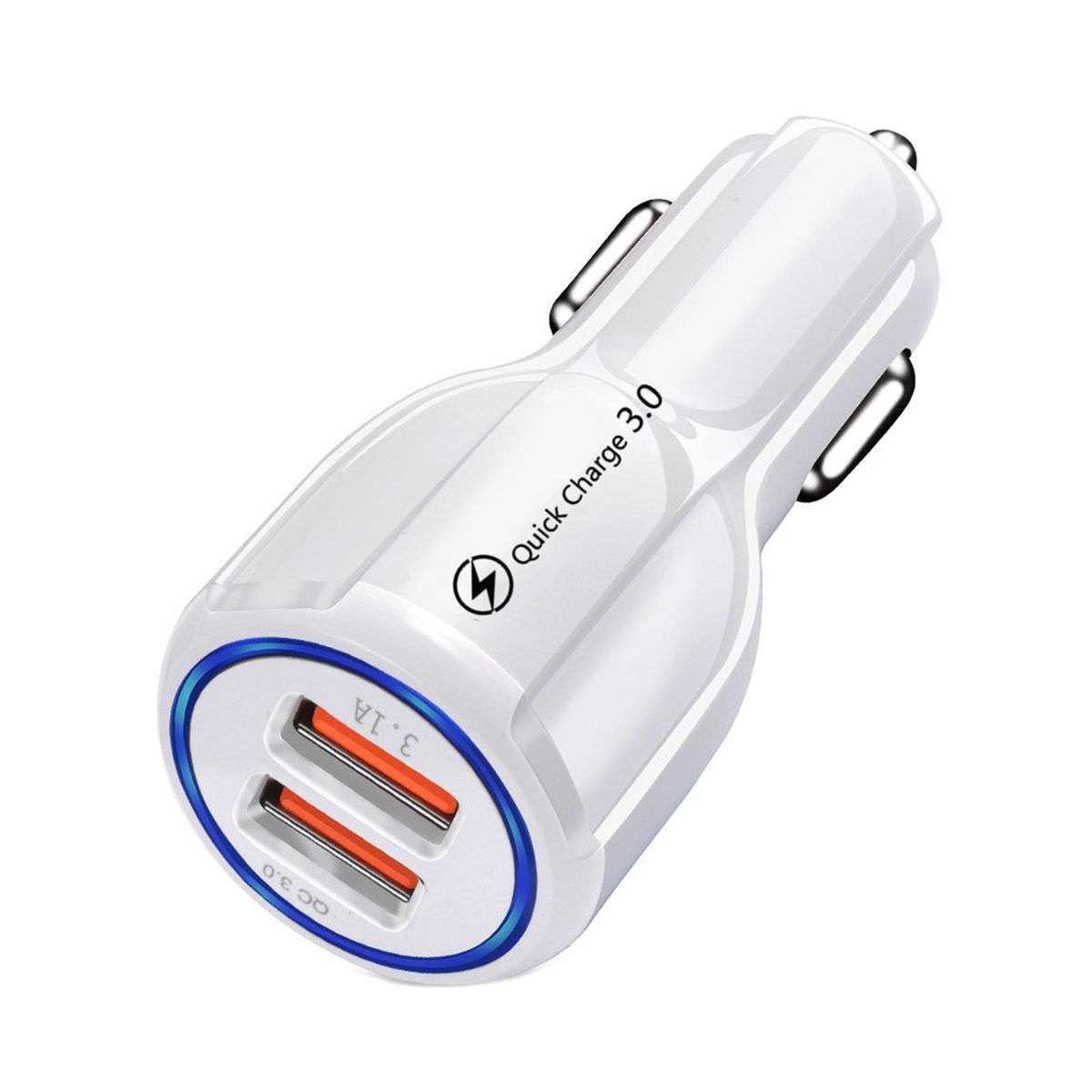 Car Charger 2-USB Port Fast Car Charger White