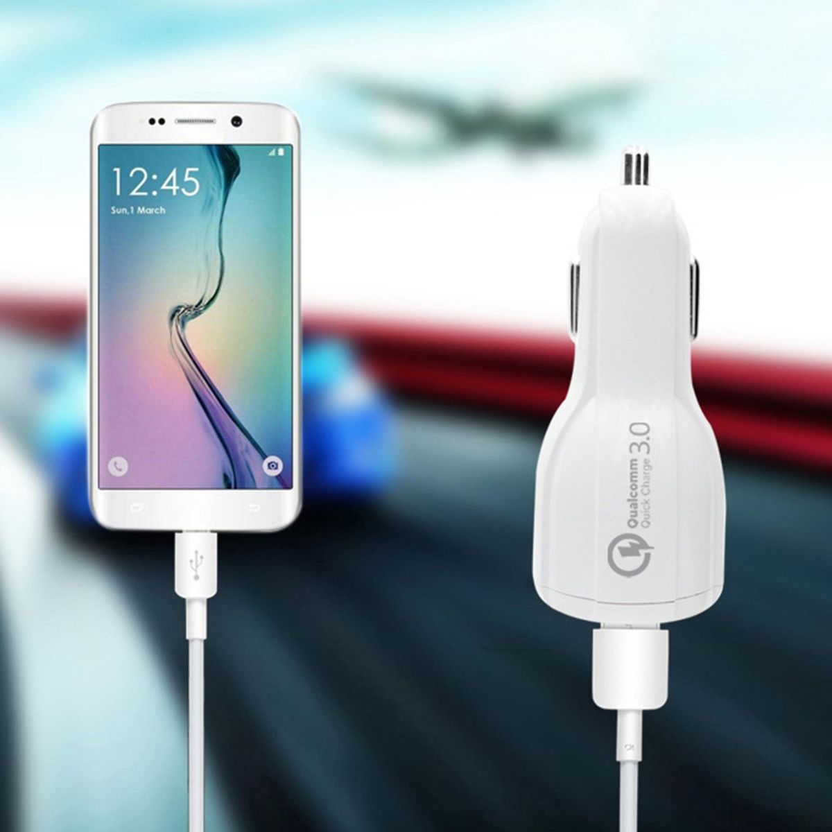 Car Charger 2-USB Port Fast Car Charger White
