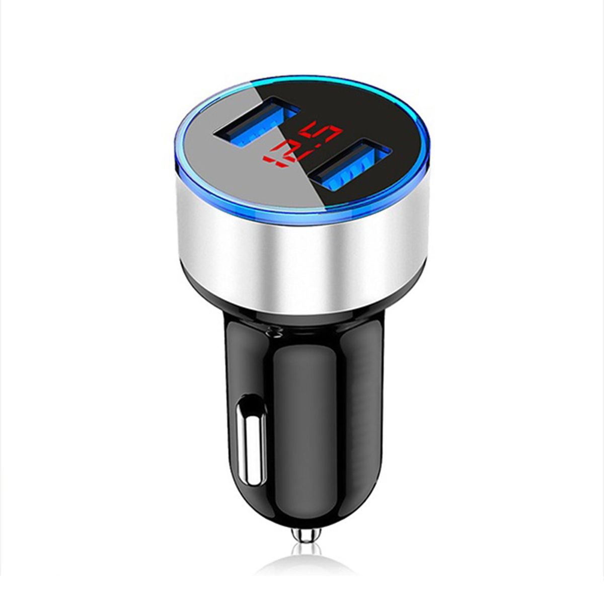 USB Car Charger 3.1A Car Charger Metal Ring Car Charger Silver