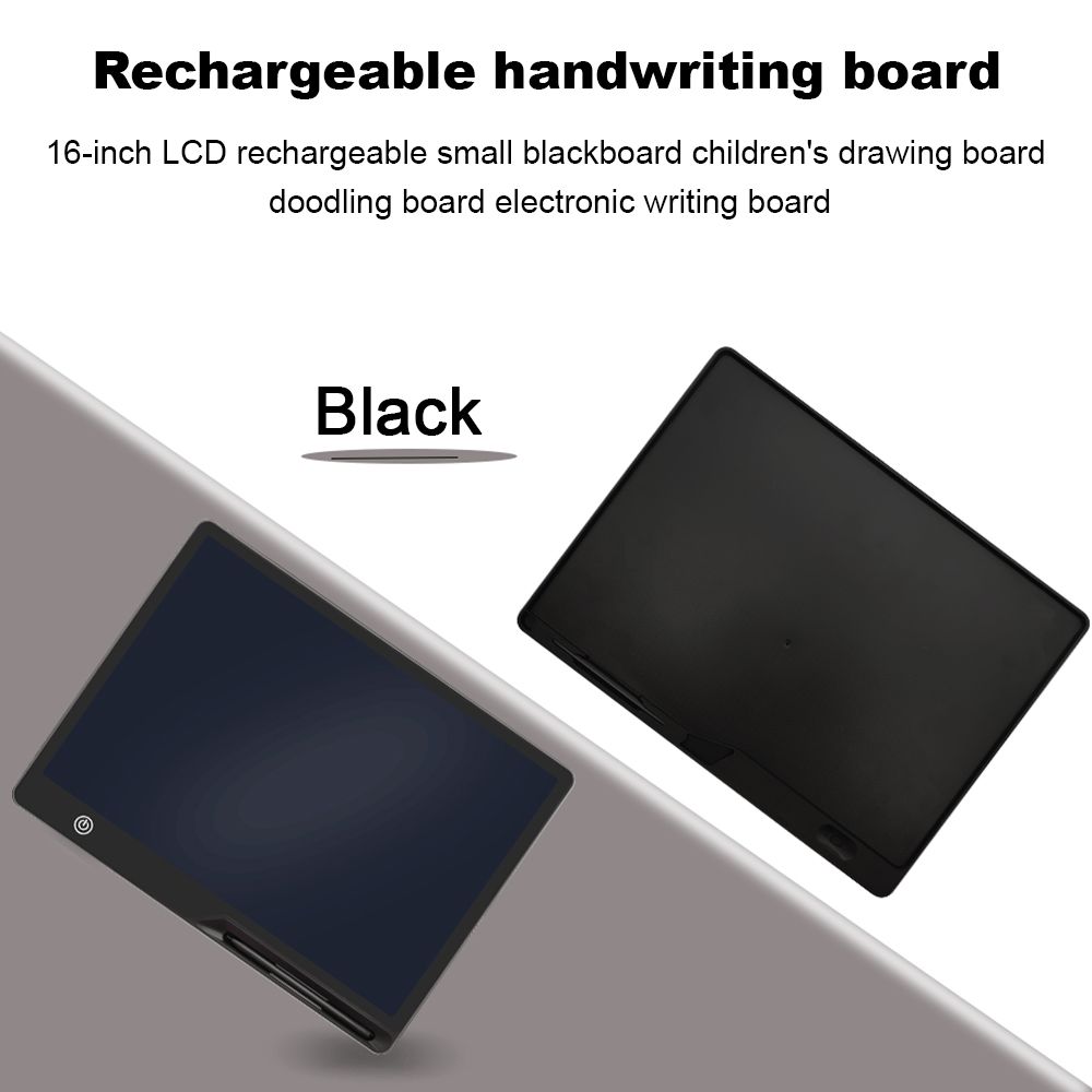 16 Inch Writing Drawing Board Colorful LCD Note Pad Children Learning Gift USB Charging Educational Toys For Children's Comfort Black