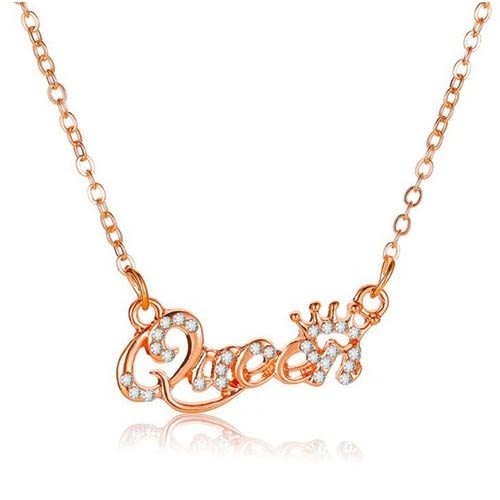 Queen Letter Pendant Necklace - Gold