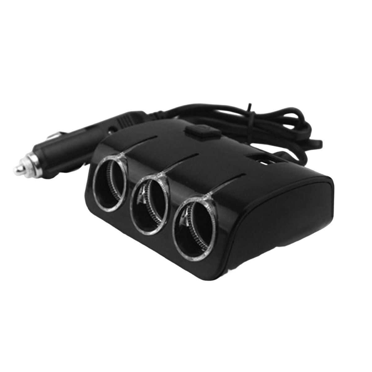 Car USB Charger 3 Socket Splitter Car Charger Adapter Black