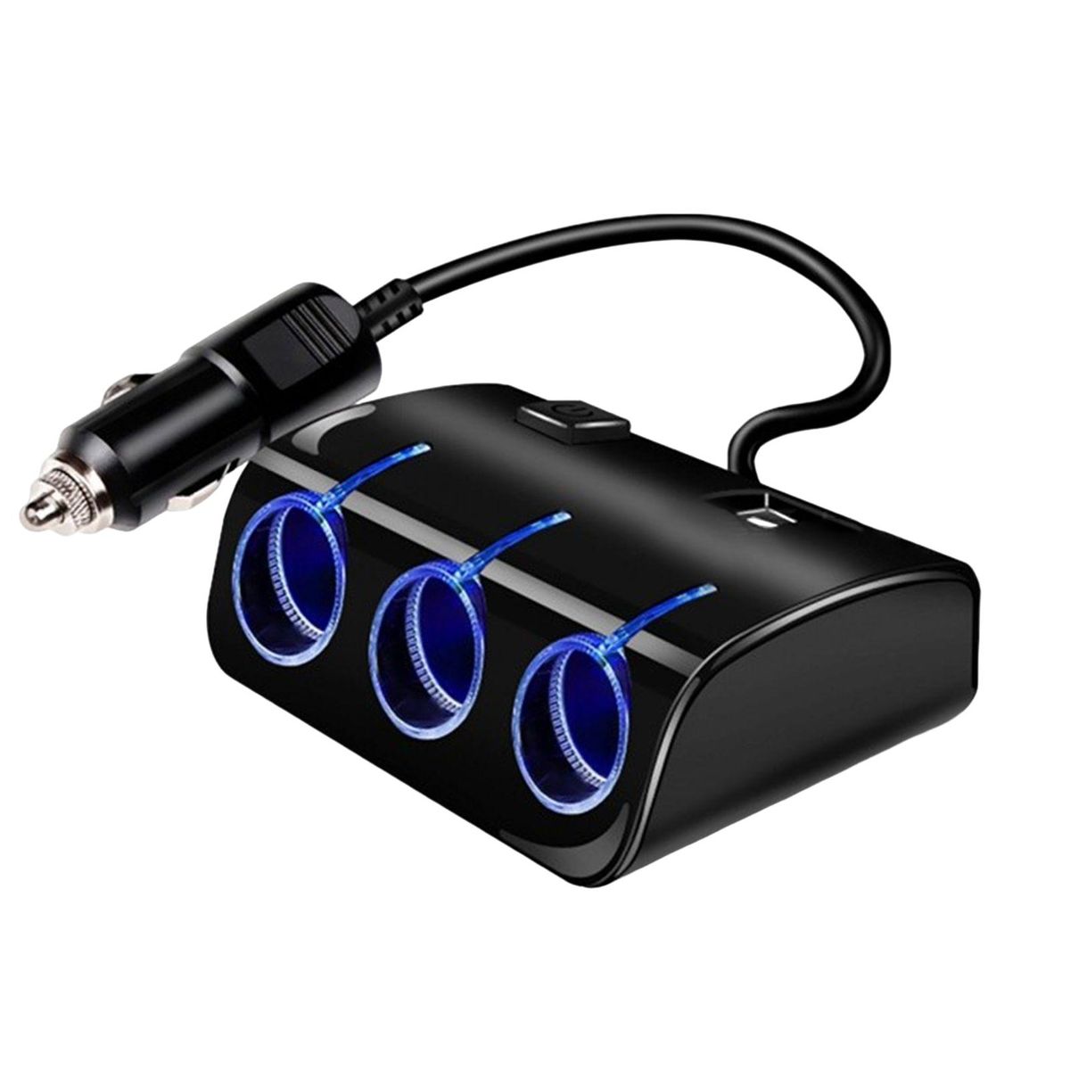 Car USB Charger 3 Socket Splitter Car Charger Adapter Black