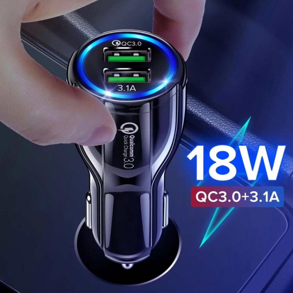 Car Charger QC3.0 USB Car Phone Charger Black