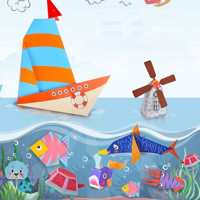 54 Pages DIY Kids  Raft Toy 3D  Artoon Origami Han Raft Paper Art Learning-colorful-life