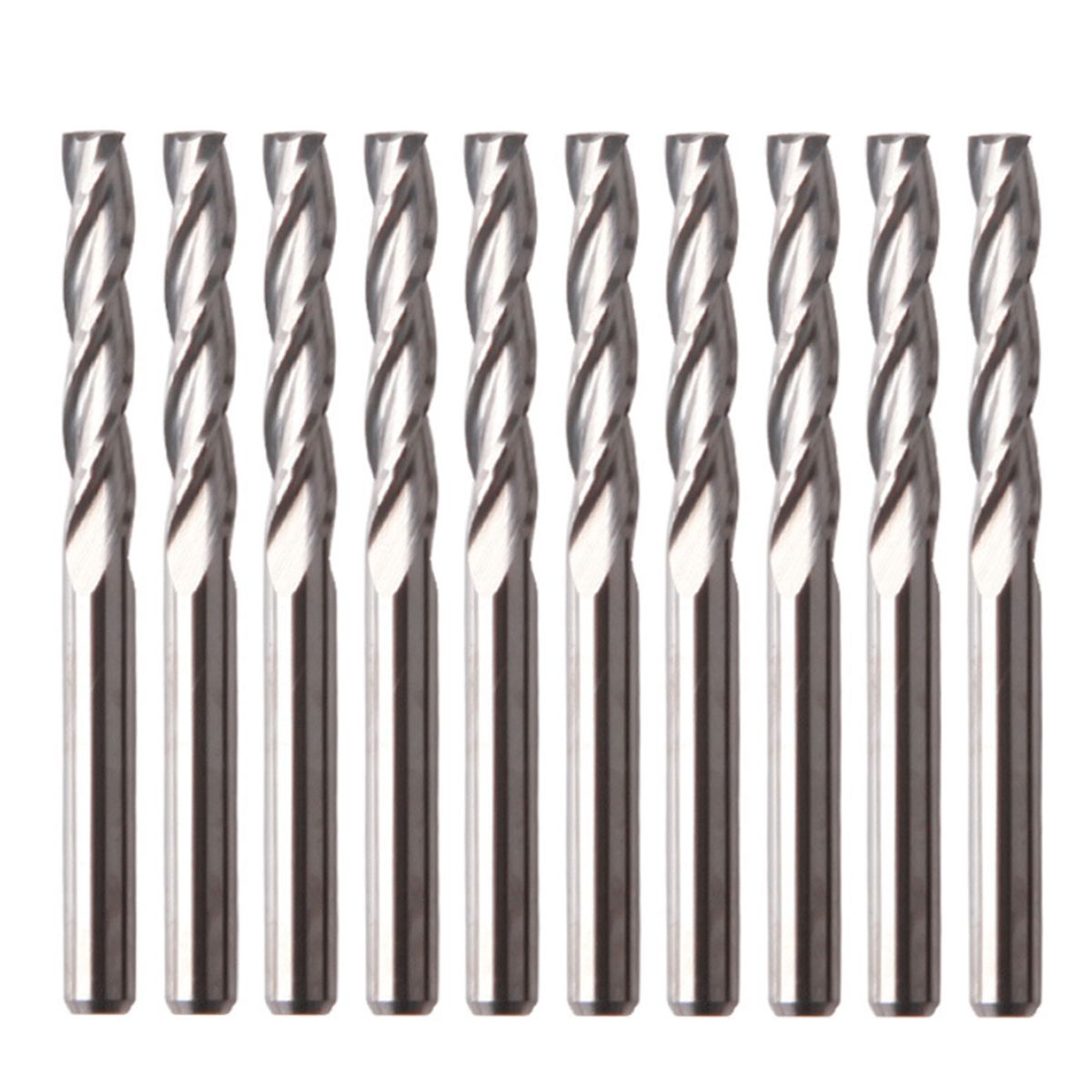 10Pcs 3.175*22 Router Bits Spiral Shank End Mill No Burr For