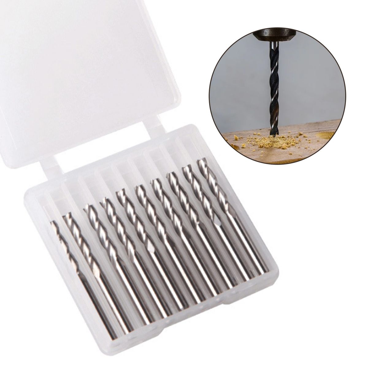 10Pcs 3.175*22 Router Bits Spiral Shank End Mill No Burr For