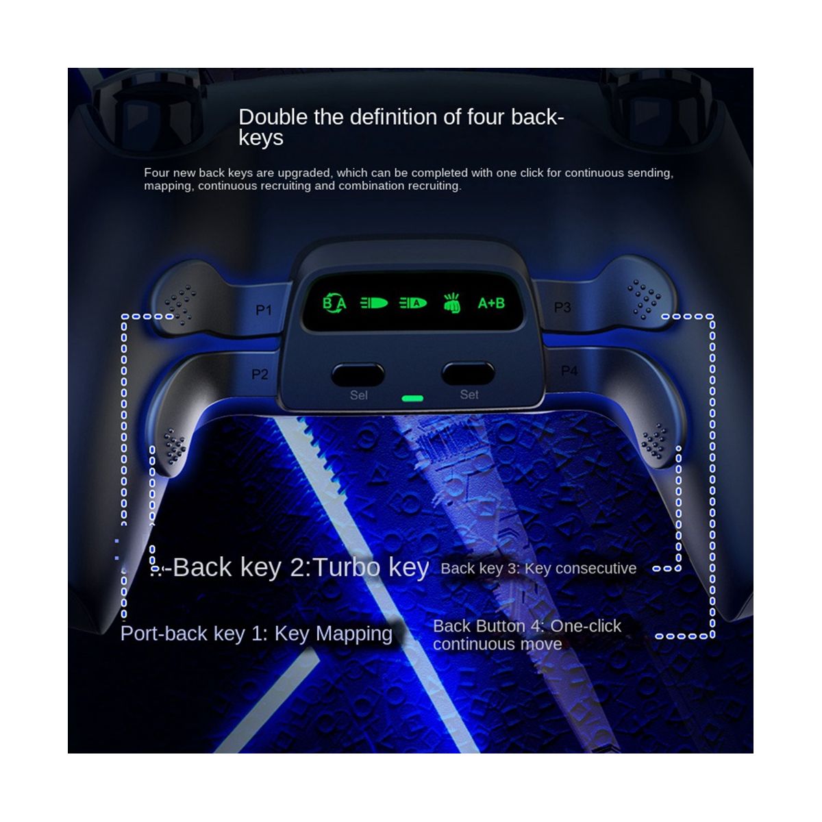 For Ps5 Controller Remappable Kit Back and 4 Back Buttons Rise Remap Kit(White)