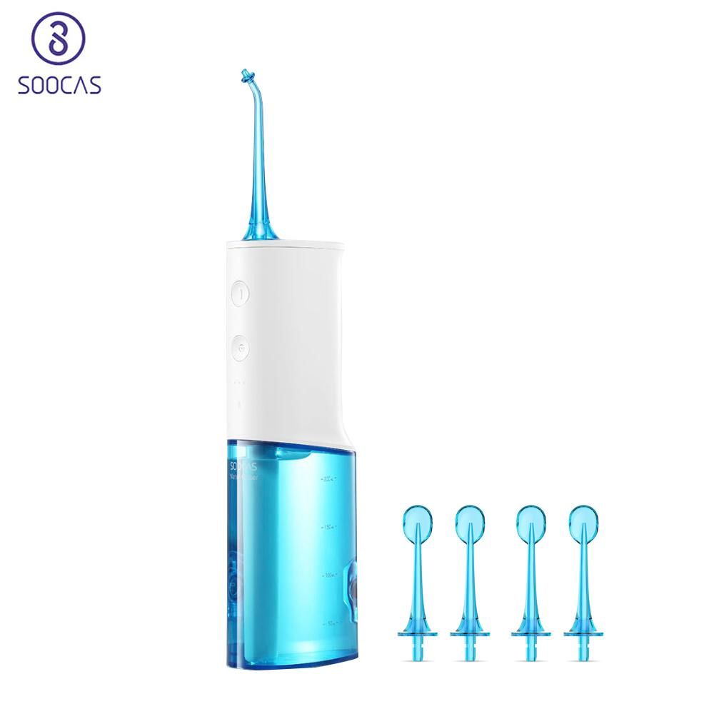 Soocas W3 Oral Irrigator Portable Water Dental Flosser Water Jet Cleaning Tooth Toothpick Mouthpiece Denture Cleaner Teeth Brush 2200mAh USB Rechargeable with Four Nozzles