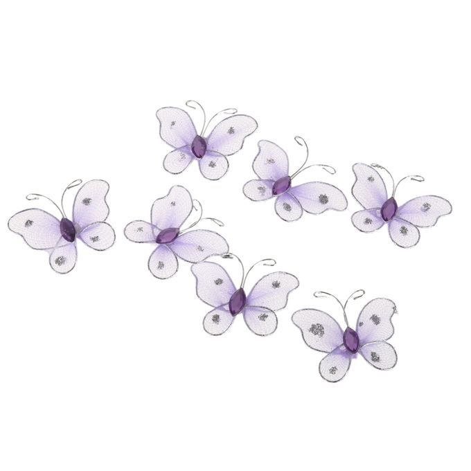 150 Pcs Mesh Glitter Butterflies Blue Purple Pink Diy Scrapbooking