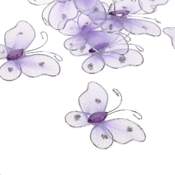150 Pcs Mesh Glitter Butterflies Blue Purple Pink Diy Scrapbooking
