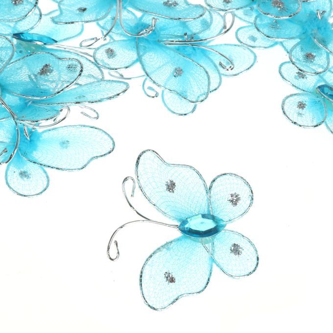 150 Pcs Mesh Glitter Butterflies Blue Purple Pink Diy Scrapbooking