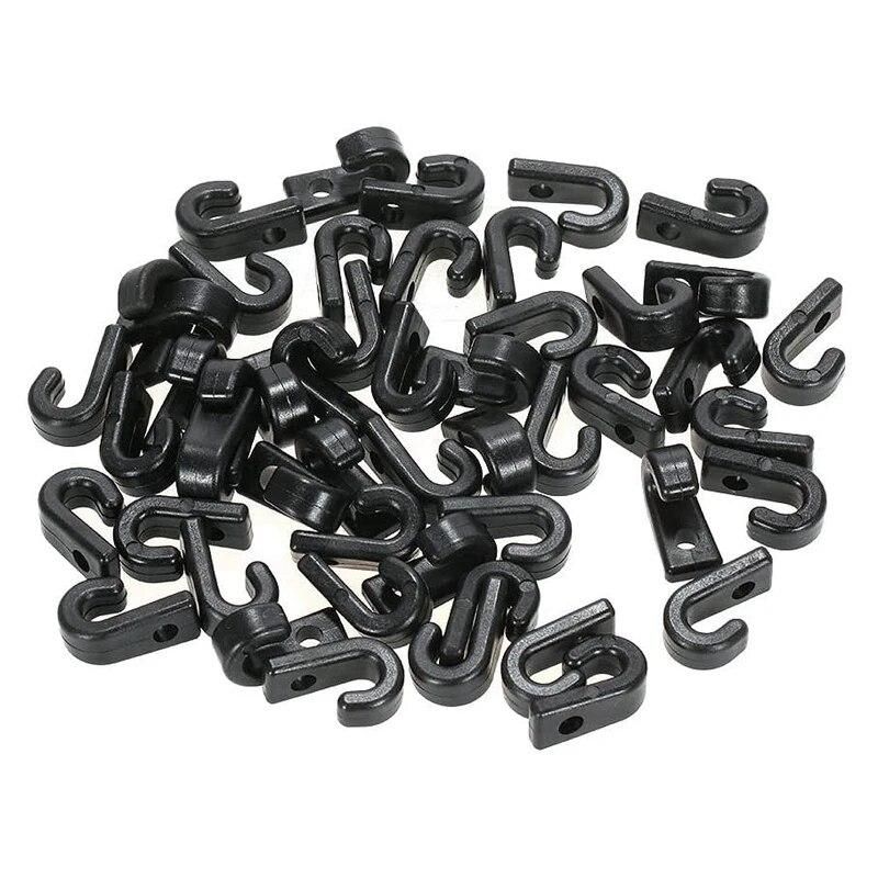 50Pcs Nylon Bungee Lashing Shock Cord J Hooks Tie Down Hook for Kayaks Canoes Boats