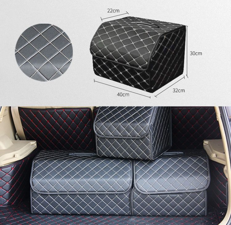 Car Foldable Storage Box, Checkered Middle Size: 40x32x30cm