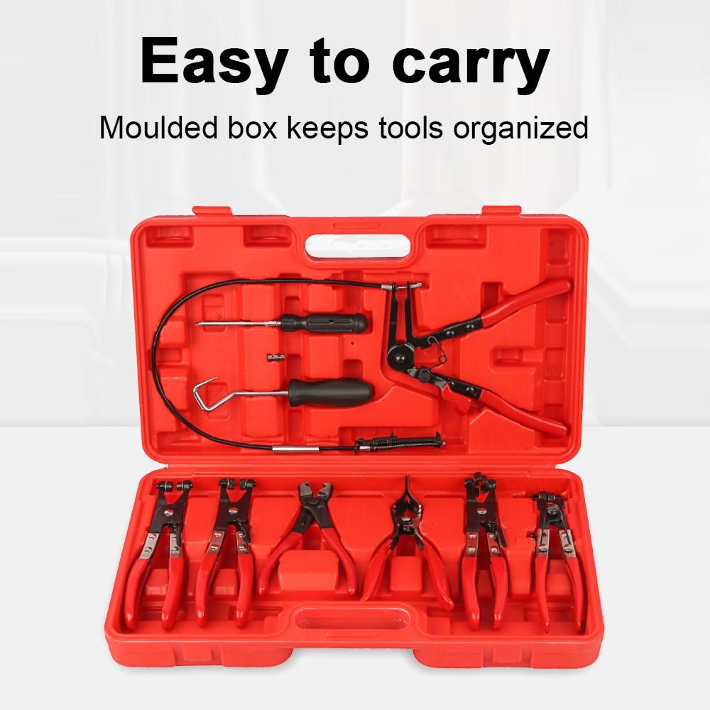9Pcs Auto Hose Clamp RingPlier Set Flexible Wire Cable Type Joint Boot Clamps Swivel Jaw Tool Remover Oil Seal Screwdriver Car Repairing Tools Auto Hand Tool Set