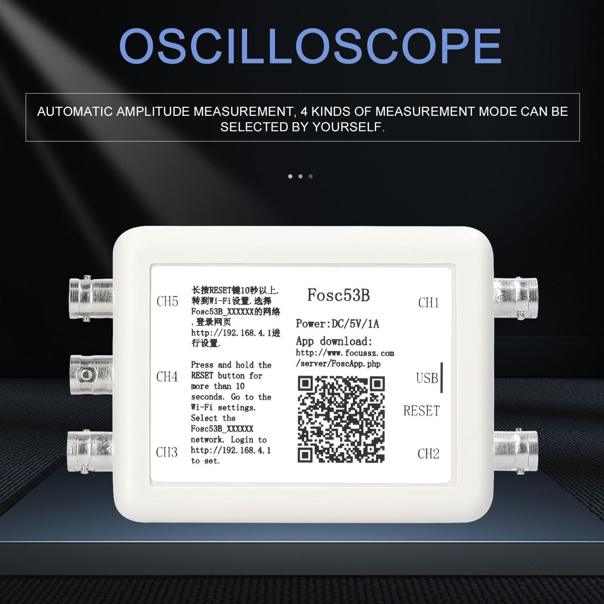 Wireless Wi-Fi and USB Virtual 5-Channel Oscilloscope Portable Data Storage Acquisition Recorder Automotive Maintenance Utility Tool