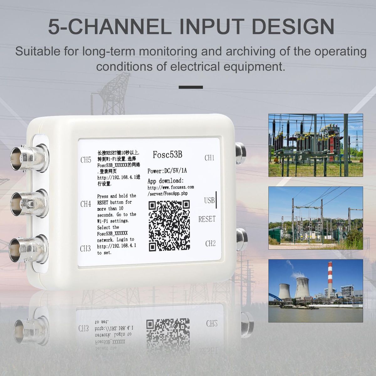 Wireless Wi-Fi and USB Virtual 5-Channel Oscilloscope Portable Data Storage Acquisition Recorder Automotive Maintenance Utility Tool