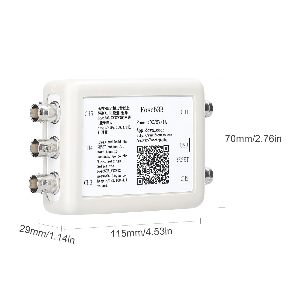 Wireless Wi-Fi and USB Virtual 5-Channel Oscilloscope Portable Data Storage Acquisition Recorder Automotive Maintenance Utility Tool