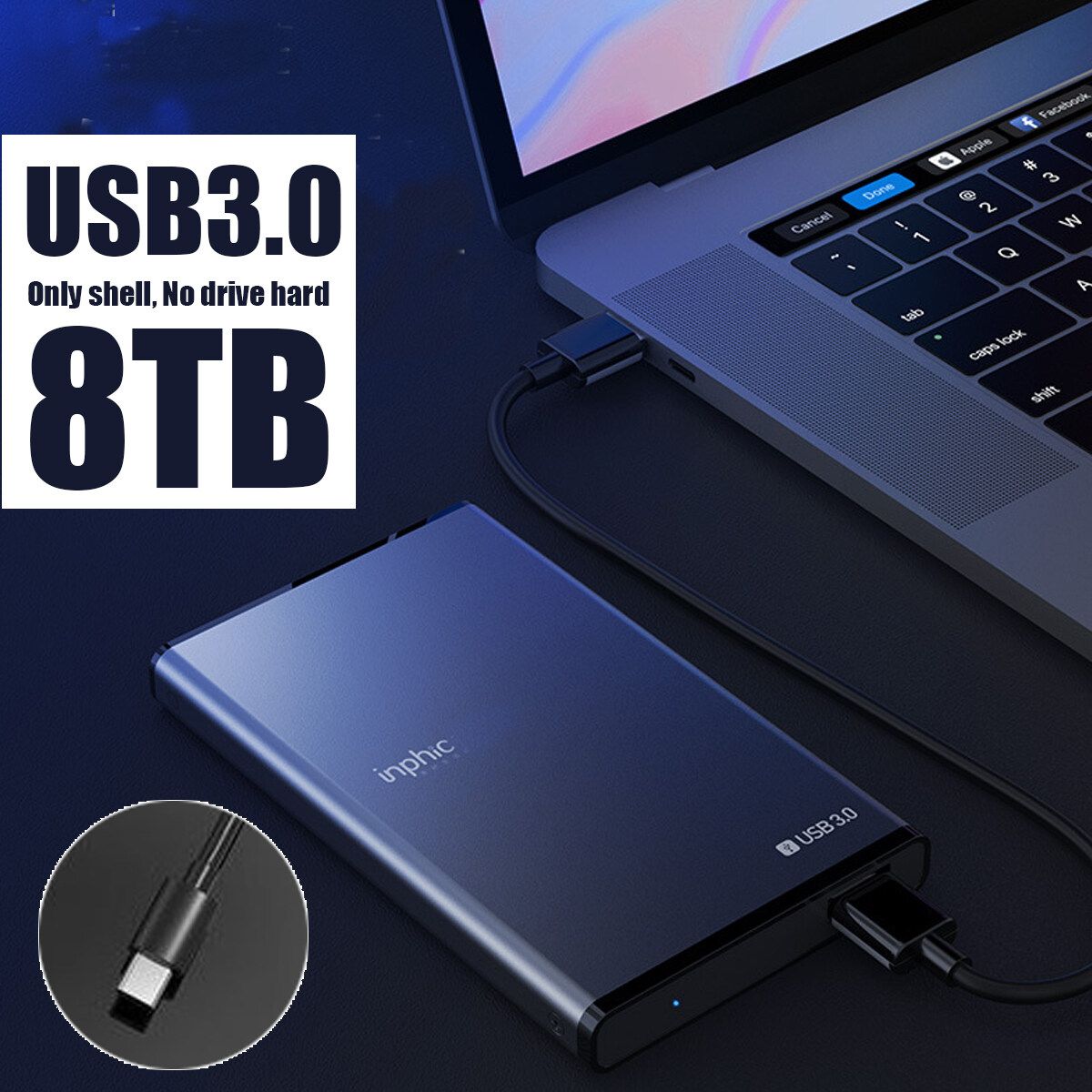 Aluminum Type - USB USB3.0 SATA 2.5inch 8TB HDD/SSD High Speed External Hard Drive Disk Storage Devices Data Storage Case Transmission