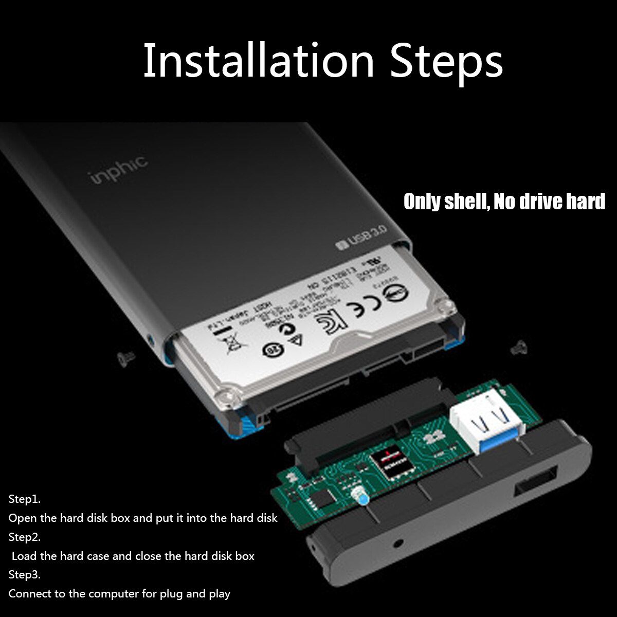 Aluminum Type - USB USB3.0 SATA 2.5inch 8TB HDD/SSD High Speed External Hard Drive Disk Storage Devices Data Storage Case Transmission