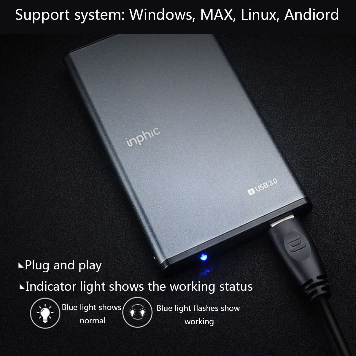 Aluminum Type - USB USB3.0 SATA 2.5inch 8TB HDD/SSD High Speed External Hard Drive Disk Storage Devices Data Storage Case Transmission