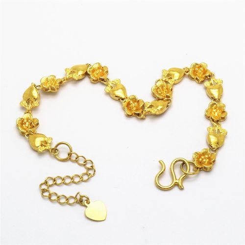 Handmade Love Flower Bracelet Ladies Gold Plated With Tail Chain
