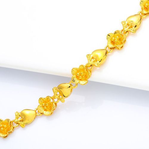 Handmade Love Flower Bracelet Ladies Gold Plated With Tail Chain