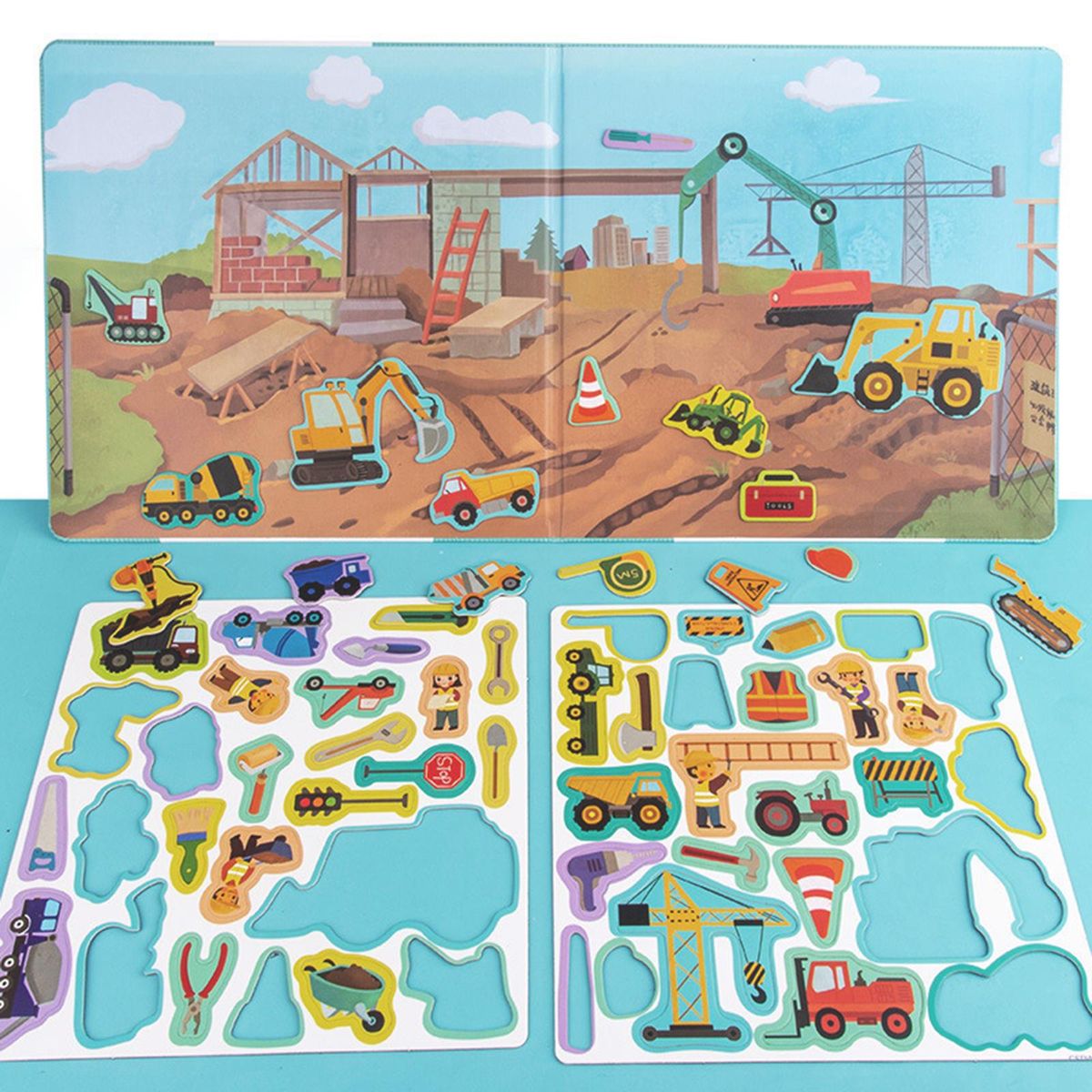 Cartoon Puzzle Toys Developmental Motor Skills Wood Construction Scene