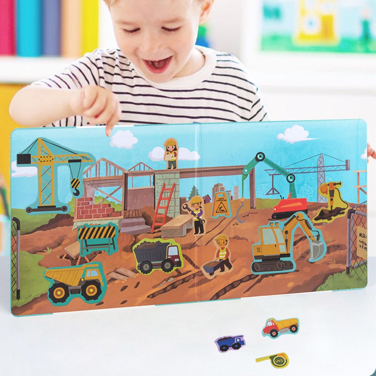 Cartoon Puzzle Toys Developmental Motor Skills Wood Construction Scene