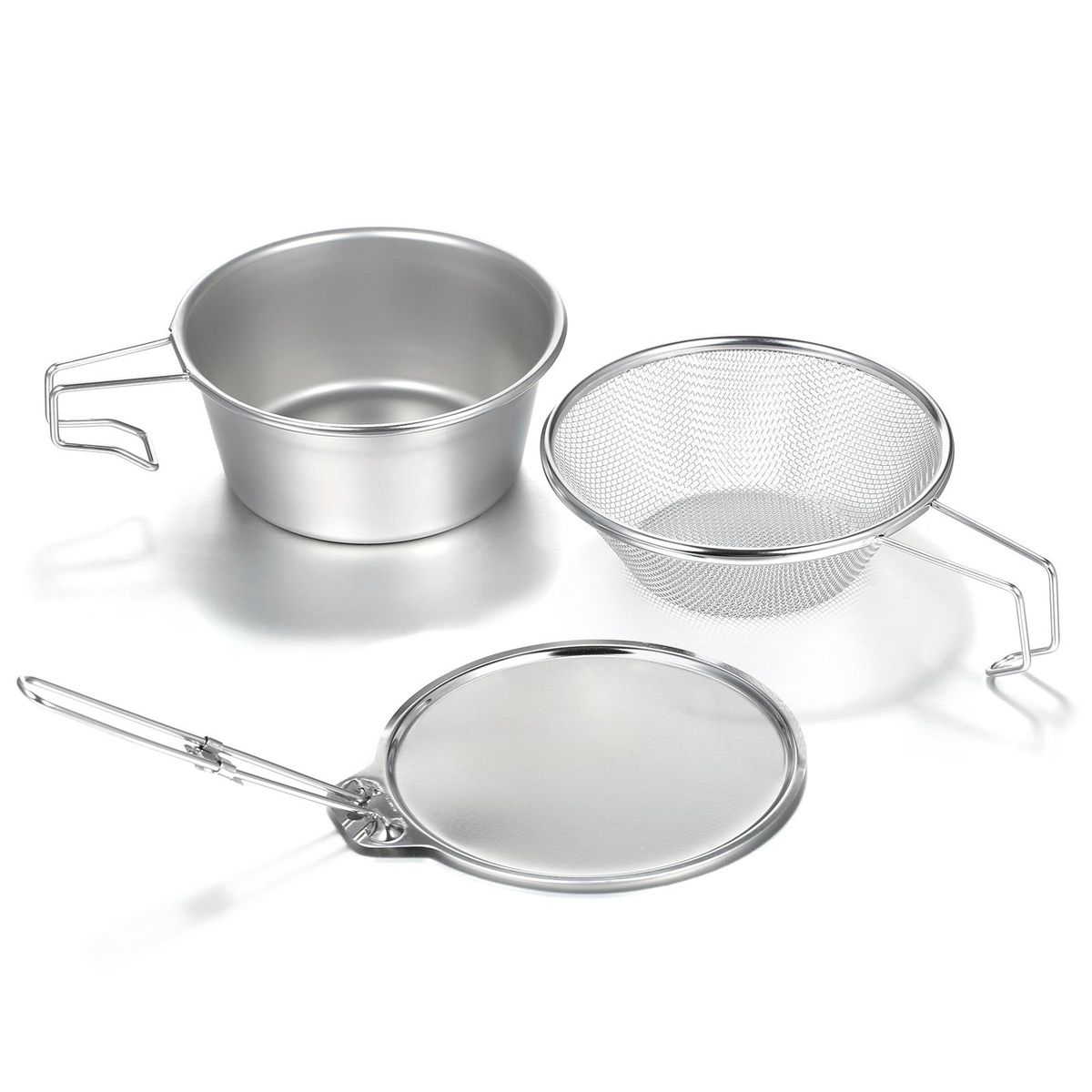 TOMSHOO Stainless Steel Sierra Cup Bowl with Mesh Strainer Colander and Lid for Camping Hiking Backpacking