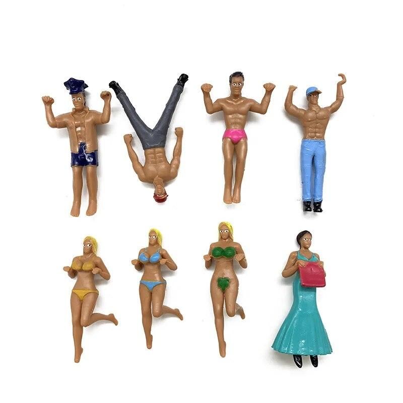 8Pcs Funny Cute Simulation Character Cup Edge Hanging Ornaments Doll Micro Landscape Cup Hanging Hand Model Best Gifts