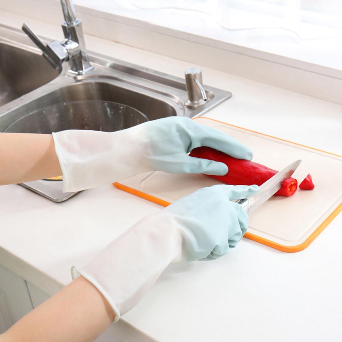 1 Pair Household Women Dishwashing Scrubber Blue