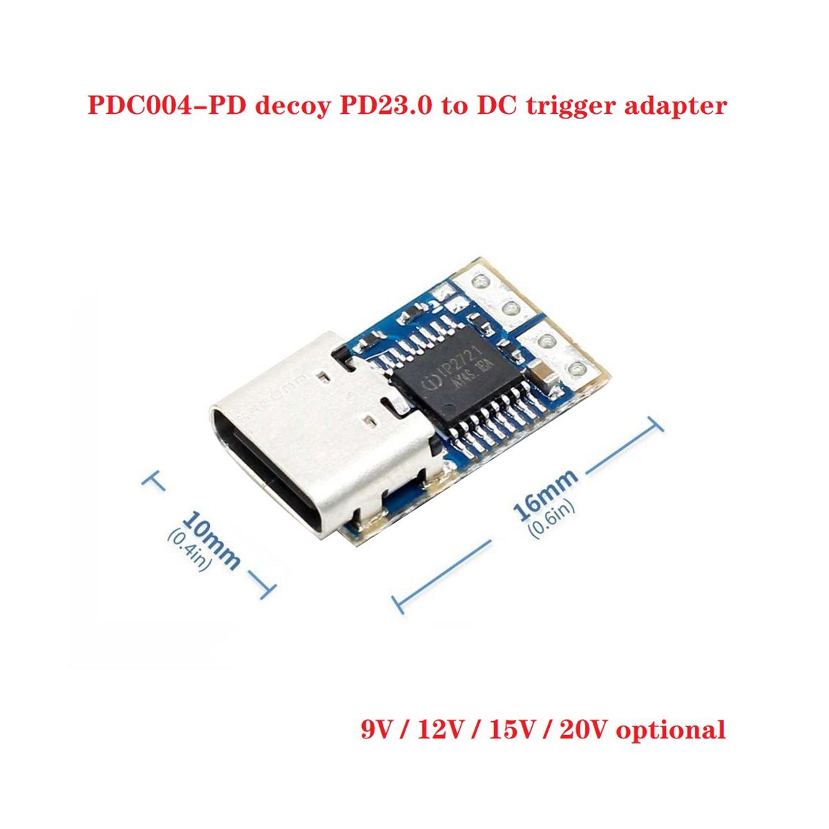 PDC004-PD Decoy Module PD230 To DC DC Trigger Extension Cable QC4 Charger Type-C PD Decoy 9V