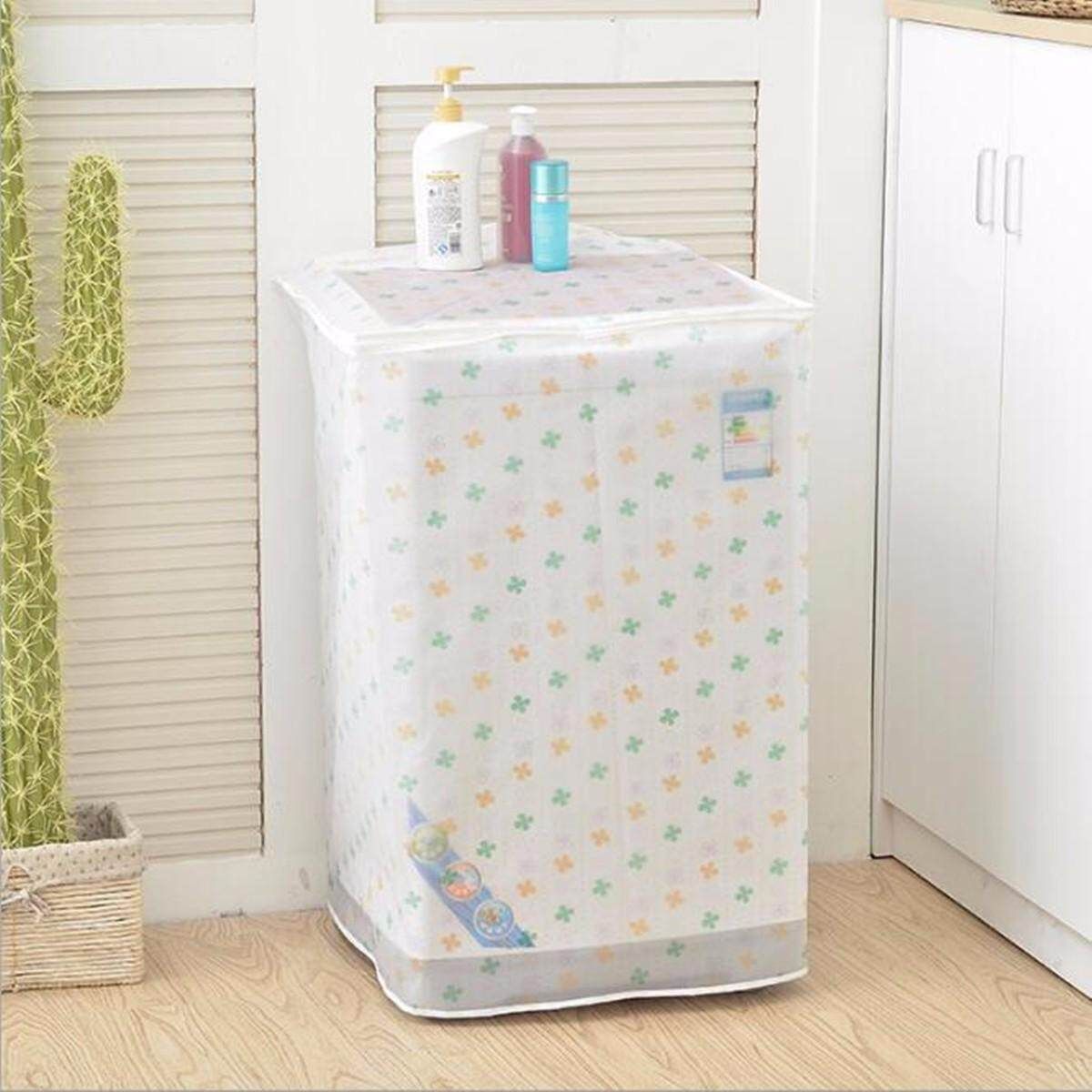 Waterproof Washing Machine Zippered Top Dust Cover Protection Top /Front Cover Clover White