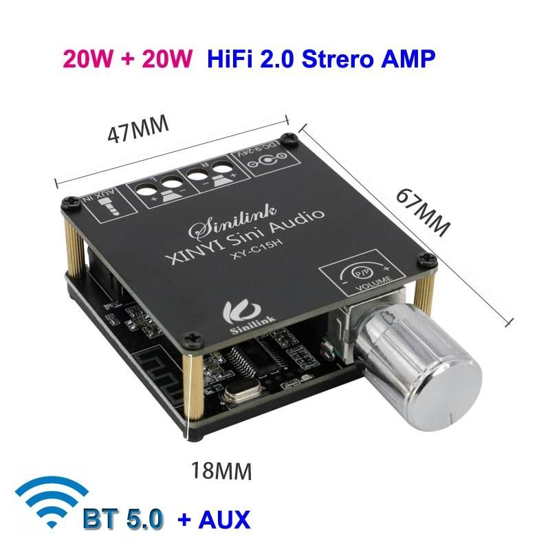 2X20W Power Amplifier Class D Bluetooth-Compatible Audio 10W 200W HiFi Stereo Wireless Music Player Mini App Digital AMP