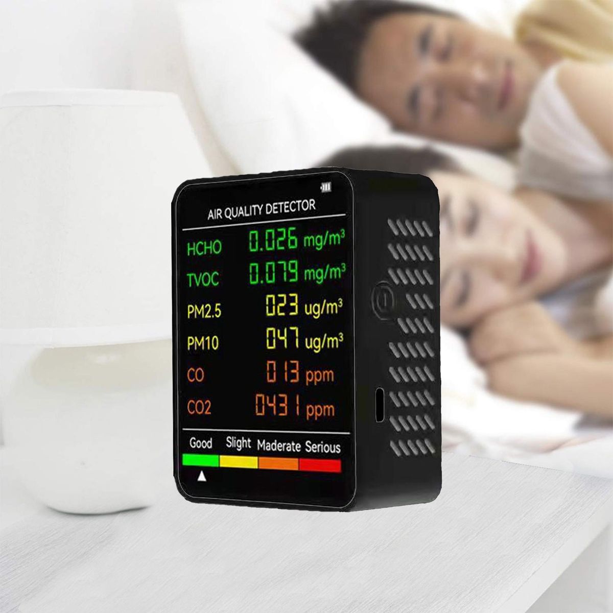 Air Quality Monitor 6 in 1 Multifunctional Air Quality Monitor Black