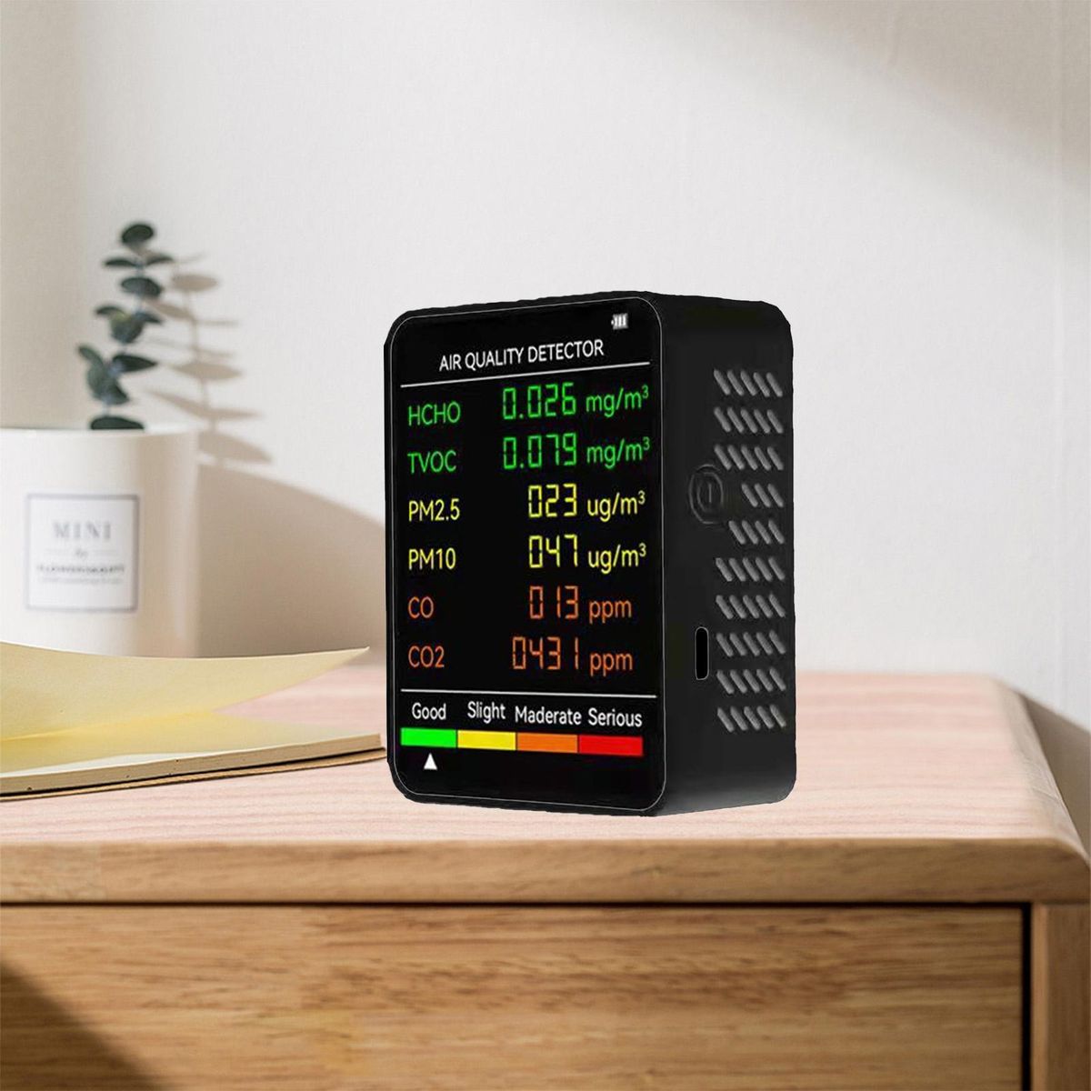 Air Quality Monitor 6 in 1 Multifunctional Air Quality Monitor Black