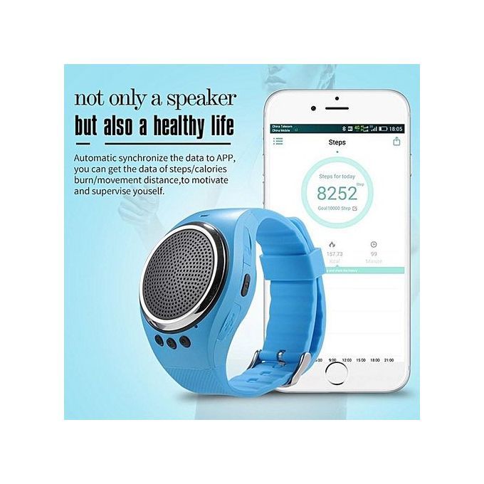 Sport Music Bluetooth Wireless Speakers Watch Style With FM Radio, Handsfree Call, TF Card Playing, Selfie Shutter, Alarm Clock Cellphone Anti-lost For Any Smartphone,White HT-S