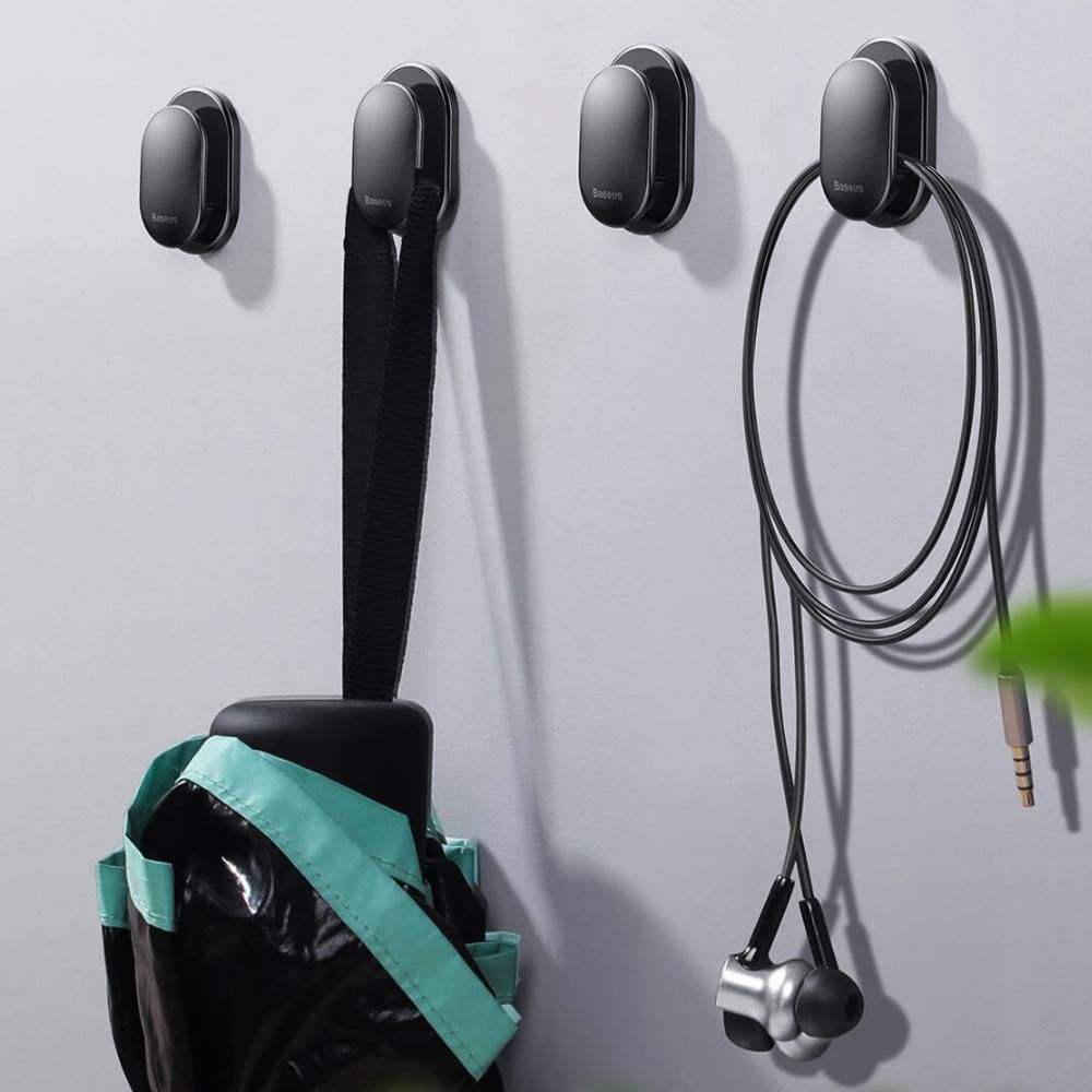 Baseus Sticky Hanger  4 PCS Hooks Gift for Car Home Wired Earphone Clothes Umbrella