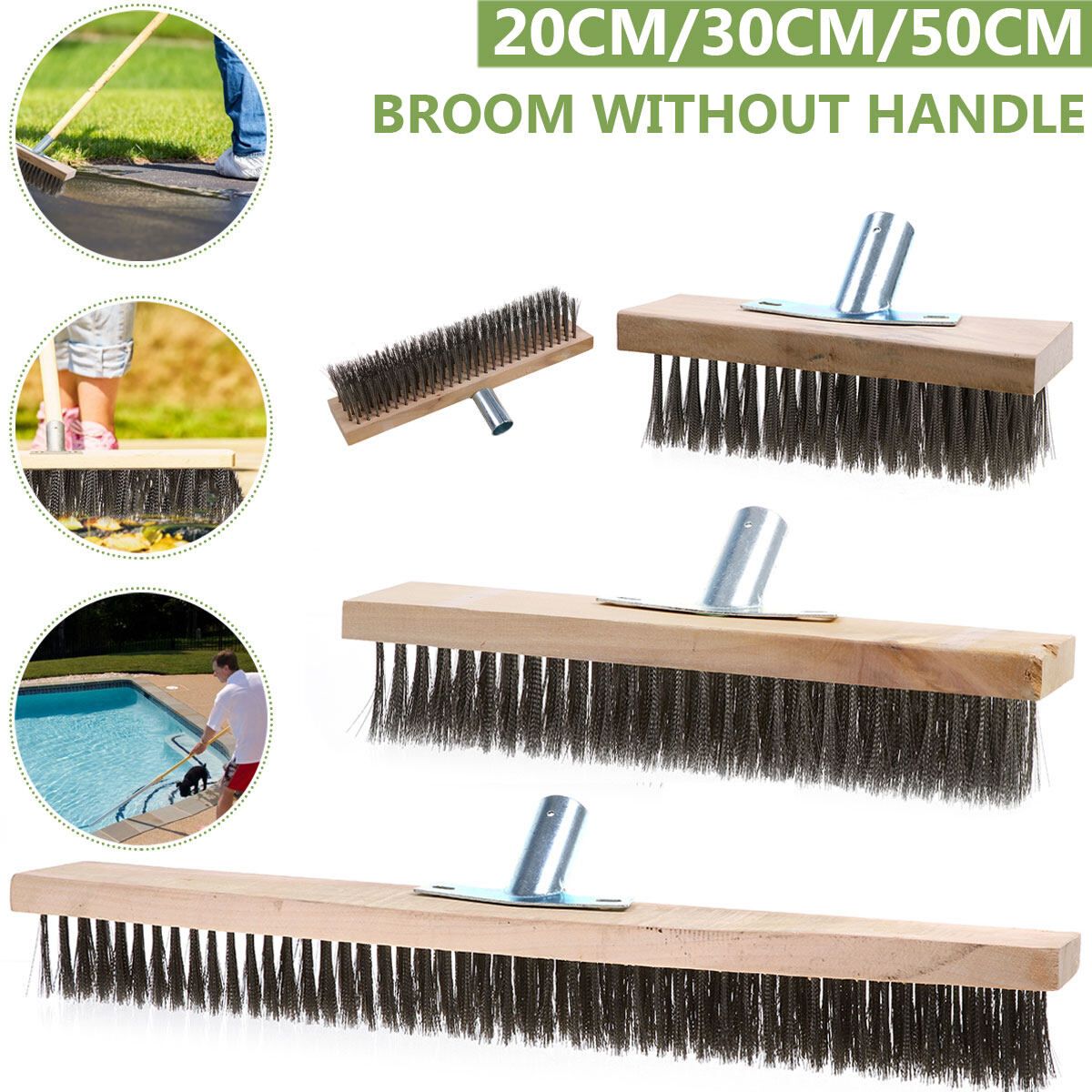 1pcs Sweeping Brush Head Stiff Bristle Hard Outdoor Broom Garden Yard Stainless Steel -- 20cm / 30cm / 50cm 30cm