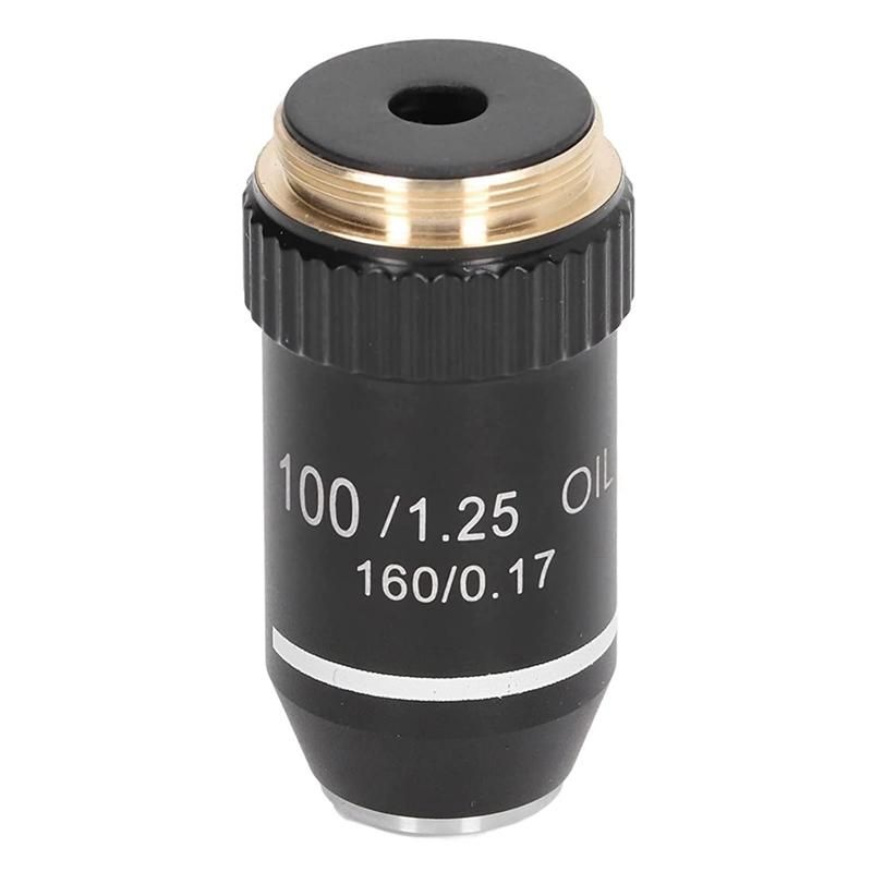 Biological Microscope Lens 195 Achromatic Black Objective Lens 100X Oil Objective Interface 202mm Thread
