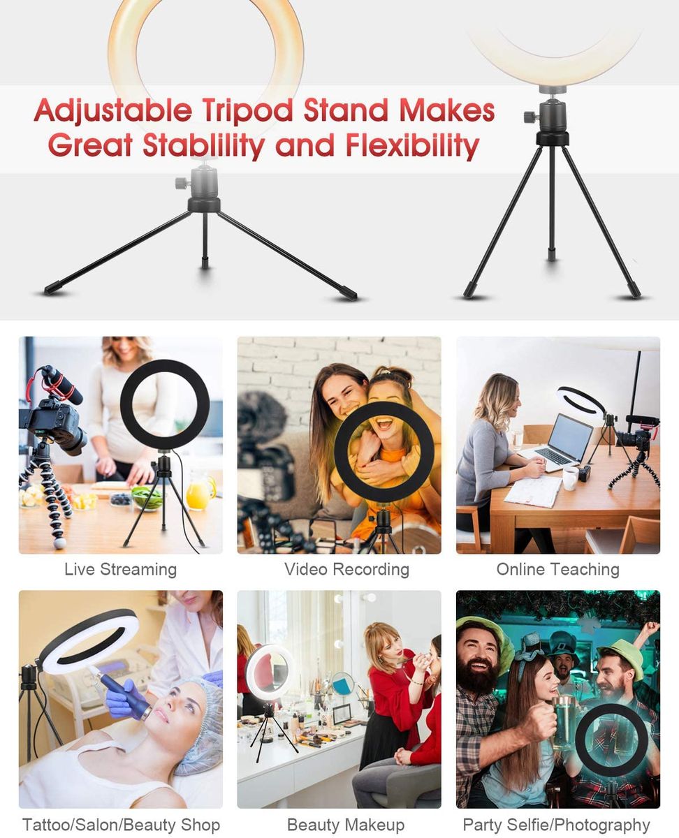 10 Colors LED Ring Light With Tripod Wireless Remote Control