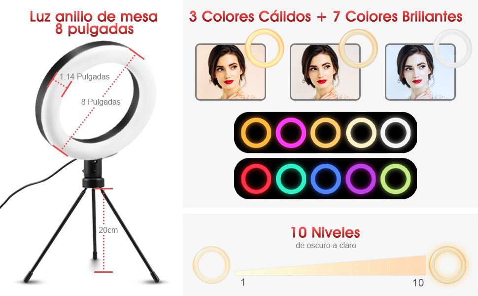 10 Colors LED Ring Light With Tripod Wireless Remote Control