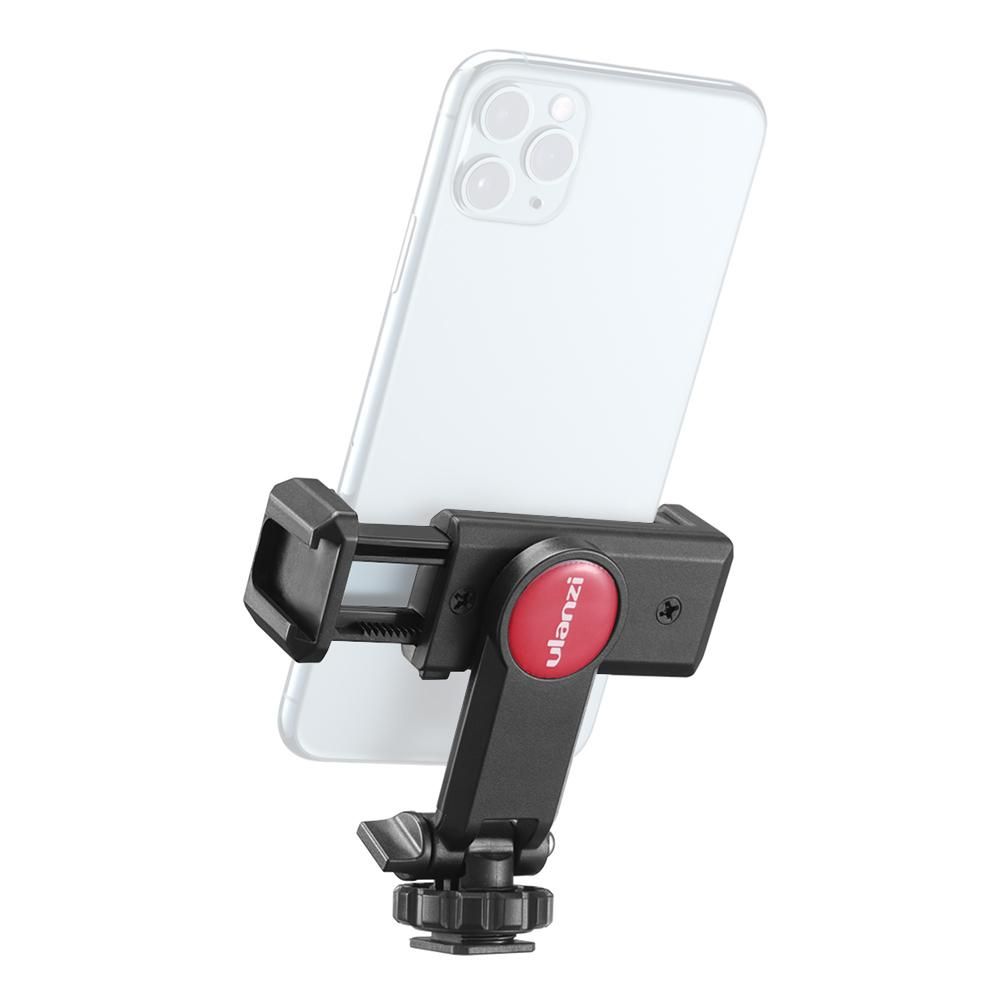 Ulanzi Rotatable Tripod Phone Holder Clamp Clip Mount Adapter with 1/4 Hot Shoe Microphone Mount Cold Shoe 360 Degree Rotatable