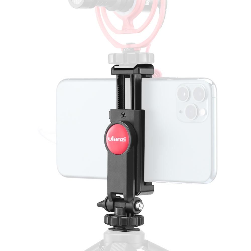 Ulanzi Rotatable Tripod Phone Holder Clamp Clip Mount Adapter with 1/4 Hot Shoe Microphone Mount Cold Shoe 360 Degree Rotatable