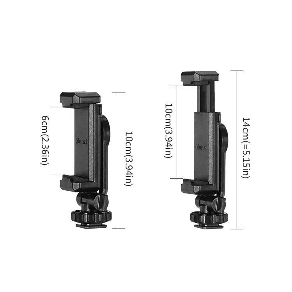 Ulanzi Rotatable Tripod Phone Holder Clamp Clip Mount Adapter with 1/4 Hot Shoe Microphone Mount Cold Shoe 360 Degree Rotatable