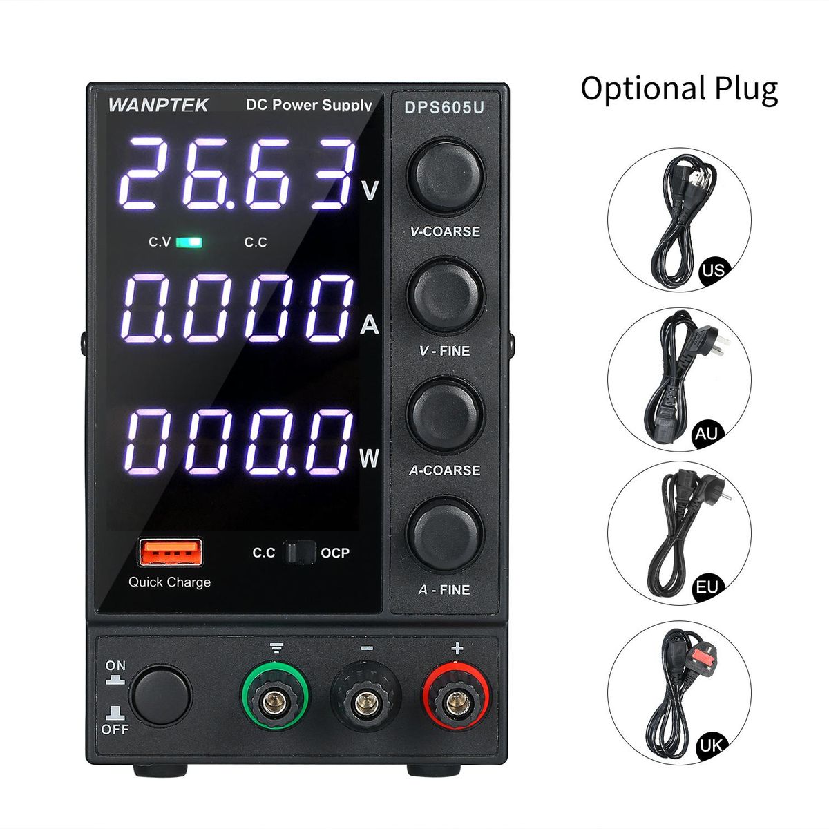 WANPTEK DPS605U 0-60V 0-5A 300W Switching DC Power Supply 4 Digits Display LED High Precision Adjustable Mini Power Supply AC 115V/230V 50/60Hz